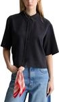 Marc OߴPolo Denim Damen Kurzarmbluse Cropped Relaxed Fit, Blau (Blue Depths), L