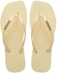 Havaianas Quadratische Slim-Hausschuhe mit Metallic-Logo f&uuml;r Damen, cremefarben,