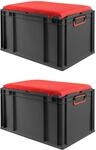 PROREGAL SparSet 2x Eurobox NextGen Seat Box Rot, HxBxT 36,5x40x60cm, 65 Liter,
