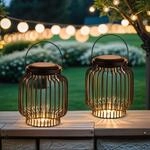 Marrakesch 2er Set Solarlaterne f&uuml;r au&szlig;en mit Henkel aus Metall 18cm Gro&szlig; 