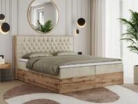 MKS MEBLE Boxspringbett Amore 160x200 cm, Bett mit Bettkasten, Wotan Eiche