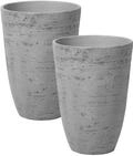 Blumentopf 2er Set Steingemisch/Glasfaser grau 35x35x50 cm rund Modern Camia