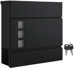 SONGMICS XXL Briefkasten, Postkasten mit Zeitungsfach, 10,5 x 37 x 37 cm, Aufkleber