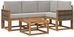 vidaXL Outdoor-Sofagarnitur 5 pcs Nat&uuml;rlich und Hellgrau Polyester, Gartenm&ouml;bel,