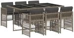 vidaXL Garten Essgruppe 7-TLG., Gartenm&ouml;bel Set Tisch mit Glasplatte 6 St&uuml;hle,