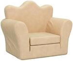 vidaXL Kinderschlafsofa Creme Weicher Pl&uuml;sch (100 % Polyester) 54 x 34-90 x 45 cm (B