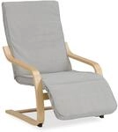 Homestyle4u Schwingstuhl Relaxsessel mit Liegefunktion Cord Hellgrau mit Armlehne