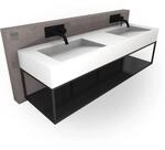 Wandbecken TWG16 aus Mineralguss - 153 x 45 x 15 cm - Farbe w&auml;hlbar - Edelstahl