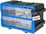 HMF Sortierbox f&uuml;r Kleinteile mit 2 Schubladen, erweiterbarer Sortimentskasten f&uuml;r