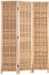 Homestyle4u 2020, Paravent Raumteiler Holz Natur Braun 3 teilig Rattan Trennwand