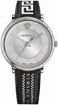 Versace VE5A01021 Herrenuhr Analog Quarz mit Lederband, Silber grau, Modisch