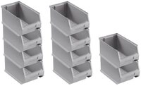 SparSet 10x Graue Sichtlagerbox 3.0 | HxBxT 12,5x14,5x23,5cm | 2,8 Liter 