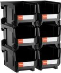 VEVOR Stapelboxen, 377 x 215 x 180 mm (6er-Pack), Lagerboxen, Sichtlagerboxen,