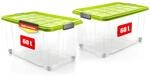 BigDean 2 St&uuml;ck 60 L Aufbewahrungsbox mit Deckel gro&szlig; limegr&uuml;n - stapelbare