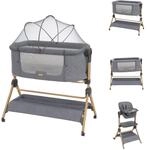 Kikka boo Beistellbett Sleat Me 2 in 1 Hochstuhl, h&ouml;henverstellbar,...