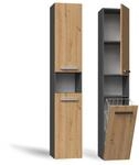 CDF Badezimmerschrank Badschrank Schmal Hoch, mit 1 W&auml;schekorb Breite: 31 cm,