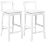 vidaXL Barhocker 2 STK. Wei&szlig; Massivholz Gummibaum, Stuhl, K&uuml;chenhocker,