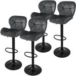 ML-Design Barhocker 4er Set, Bezug aus Samt, Grau, Gepolsterter Barstuhl mit