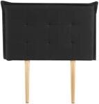 IDIMEX Kopfteil JALEYA mit Holzbeinen 90 cm in schwarz - gepolsterte Bettr&uuml;ckwand,