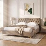CARO-M&ouml;bel Polsterbett Glamour gepolstert, 149 x 208 cm, Beige &ndash; Elegantes...