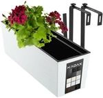 KADAX Blumenkasten 18,5x56 cm, Ritzmuster, Wei&szlig;, mit Halterungen, mit Einsatz...