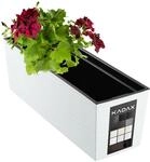 KADAX Blumenkasten 18,5x56 cm, Ritzmuster, Wei&szlig;, mit Einsatz &ndash; wetterfester