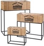 Spetebo Holz Blumenst&auml;nder mit schwarzem Gestell - 3er Set - Metall...