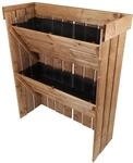 NATIV Blumentreppe 2 St&uuml;ck, Pflanzregal mit Gartenvlies, Vertikalbeet aus Holz,
