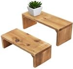 Spetebo Blumenbank aus recyceltem Holz 2er Set Natur - 35/30 cm - Echtholz