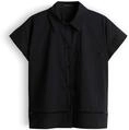 OPUS Damen Kurzarmbluse | Hemdbluse aus Baumwoll Popelin Regular Fit Black, 42