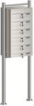 Wiltec 6er Briefkastenanlage Edelstahl 556 x 270 x 1500 mm, Standbriefkasten mit 6