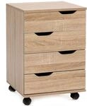 FineBuy Rollcontainer SV51850 Holz 40x60x40cm Schubladenschrank B&uuml;ro Container,