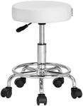 Casaria&reg; Rollhocker mit Rollen H&ouml;henverstellbar Wei&szlig; 10cm Polsterung 51-65cm
