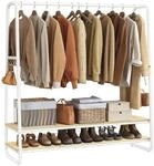 VASAGLE Kleiderst&auml;nder, Garderobenst&auml;nder, Garderobe, 2 Ablagen, 6 Haken in S-Form,