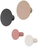 blomus | Wandhaken PONTO | 4er Set runde Garderobenhaken | Farben Cedar Wood | 4