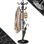 Casaria&reg; Garderobenst&auml;nder Marmorsockel Metall 14 Haken 360&deg; Drehbar Stabil