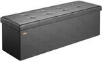 Casaria&reg; Sitzbank mit Stauraum Faltbar Schwarz 115x40x40cm Gepolstert Deckel