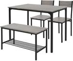 ML-Design Esstisch Set 4-teilig, Eiche-Grau, Esszimmertisch mit 2 St&uuml;hlen & 1...