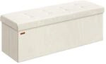 SONGMICS Sitzbank mit Stauraum, klappbare Fu&szlig;bank, 38 x 110 x 38 cm, Bettbank,