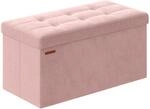 SONGMICS Sitzhocker mit Stauraum, klappbare Sitzbank, 38 x 76 x 38 cm Fu&szlig;bank,