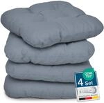 Beautissu 4er Set Sitzkissen 40x40 cm Lisa Grau - weiche Indoor & Outdoor Kissen mit