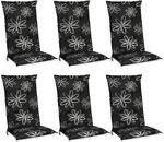 Beautissu 6er Set Hochlehner Auflage f&uuml;r Gartenstuhl 120x50 cm Flores &ndash; 6cm...