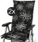 Beautissu 2er Set Hochlehner Auflage f&uuml;r Gartenstuhl 120x50 cm Flores &ndash; 6cm...