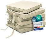 Beautissu Loft SK Stuhlkissen 45x40 cm Natur - 6er Set Stuhlpolster mit B&auml;ndern
