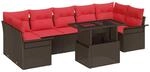 vidaXL Gartensofa-Set mit Kissen 8 pcs Braun Poly-Rattan, Garten und Terrasse,