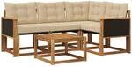 vidaXL Outdoor-Sofagarnitur mit Kissen 5 pcs Natur und Beige, Garten-Sofa,...