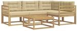 vidaXL Outdoor-Sofagarnitur 5 pcs Wei&szlig; und Beige 79 x 79 x 37 cm, Akazienholz Sofa,