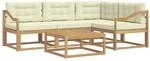 vidaXL Outdoor-Sofagarnitur 5 pcs Wei&szlig; und Creme 79 x 79 x 37 cm, Akazienholz...