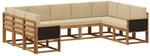 vidaXL Outdoor-Sofagarnitur 9 pcs Natur und Beige Massivholz Akazie, Moderne...