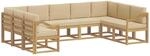 vidaXL Outdoor-Sofagarnitur mit Kissen 9 pcs Wei&szlig; und Beige, Moderne Garten
